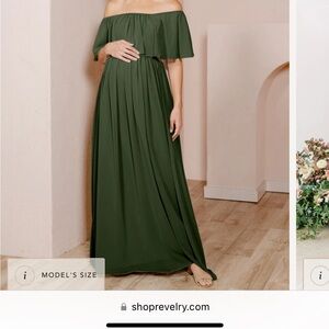 Revelry Maternity Strapless Dark Green Dress